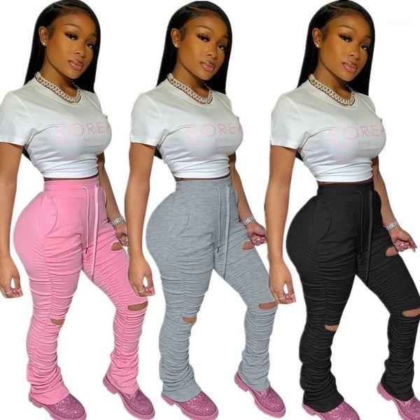 

sweatpants women flare pants ladies stacked joggers pleated high waist trousers split bell bottom pencil pants female 20201, Black;white