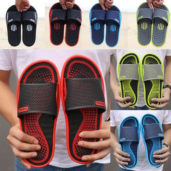 

slippers men shoes beach shoes breathable word drag summer massage bottom outdoor sports and leisure non-slip sandals and slippers, Black