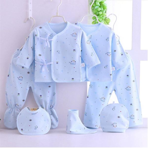 

clothing sets 7pcs/set infant clothes suits autumn & winter cartoon print warm full month for 0-3m 100% cotton born baby set, White