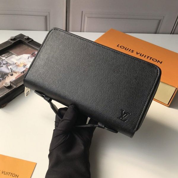 

men wallet purses simple style leather long wallets phone money pouch card holder zipper men purse handbags with origin box