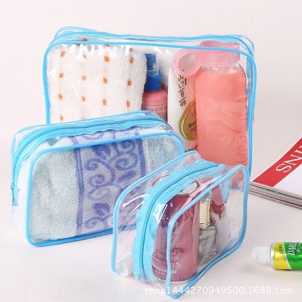 

korean thickened pvc transparent zip cosmetic bag storage cosmetic bag outdoor travel waterproof nylon zipper seal xiamen, White