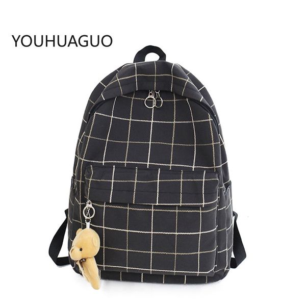 

small fresh plaid canvas ladies backpack new fashion student bag casual wild large capacity travel backpack