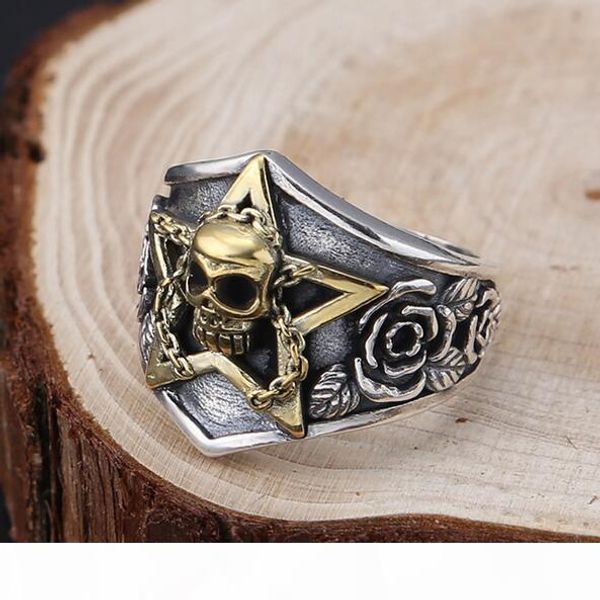 

тайский 925 silver good luck skeleton кольцо 100% sterling silver skull rose тайская 925