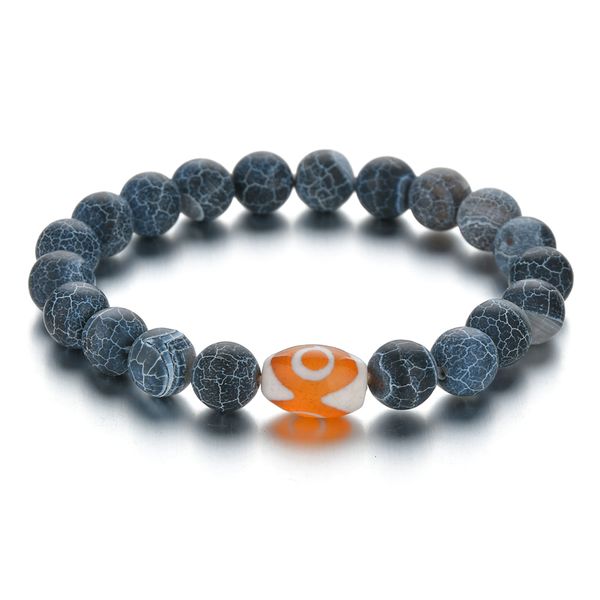 

new tibetan dzi natural stone beads bracelet for men women elastic chakra buddhism rosary strand bracelets & bangles gifts, Black