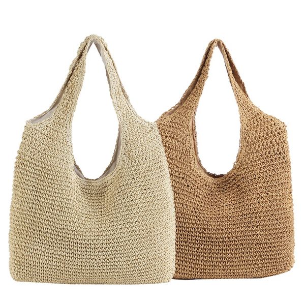 

korean version ins wind beach holiday style new handmade woven bag shoulder simple solid color wild straw bag