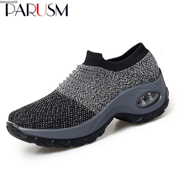 

slip 2019 spring women sneakers shoes flat on platform sneakers for women black breathable mesh sock sneakers shoes ly191129