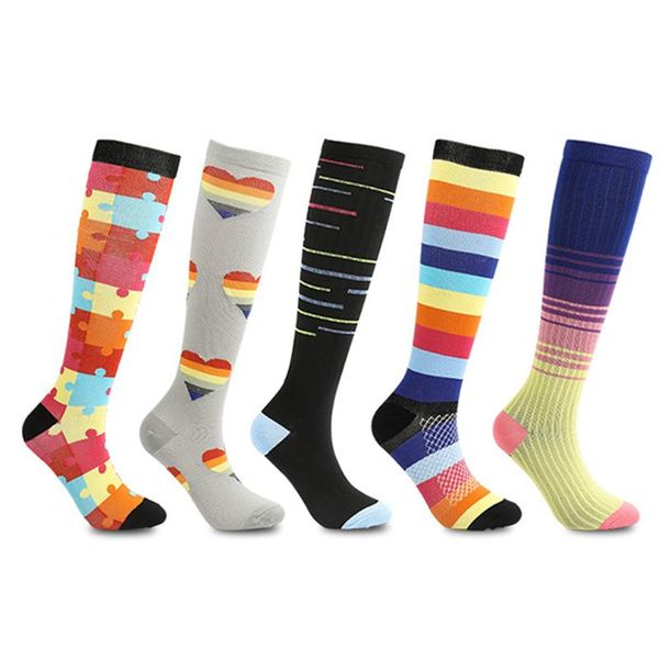 

sports socks 4 styles compression for men & women stockings running fit breathable long male travel sock, Black