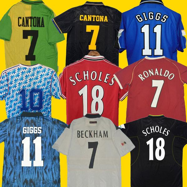 

man 07 08 90 92 united retro final utd manchester jersey 1994 1998 ronaldo beckham cantona keane scholes giggs football shirts, Black;yellow