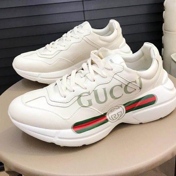 

new men 's rhyton leather sneaker drop ship men 's shoes fashion comfortable footwears lace -up low sports men shoes scarpe, Black