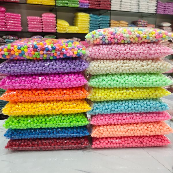 

acrylic solid diy accessories handmade beads plastic beads straight hole sky color candy color children diy accessories, Silver