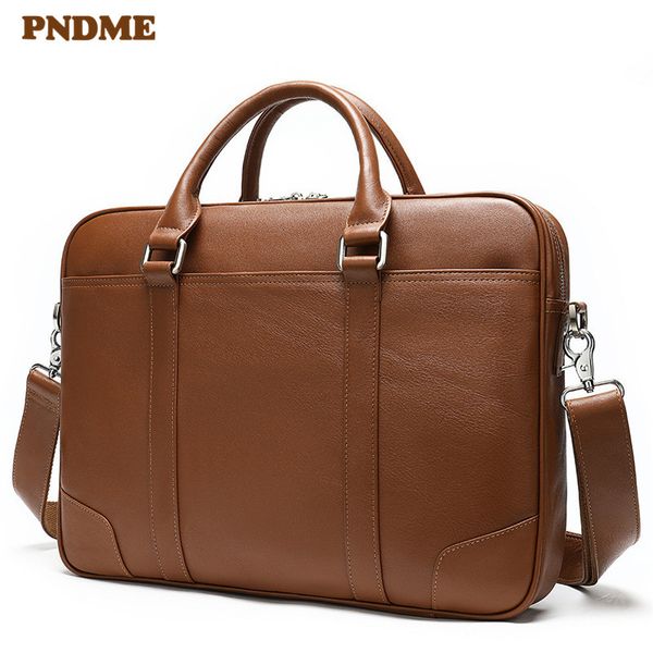 

business genuine leather men's briefcase retro casual natural real cowhide lapshoulder messenger bag large capacity handbag