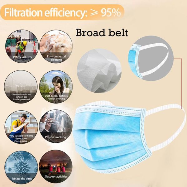 

50pcsstrong protection masks disposable face masks 3-ply disposable face mask