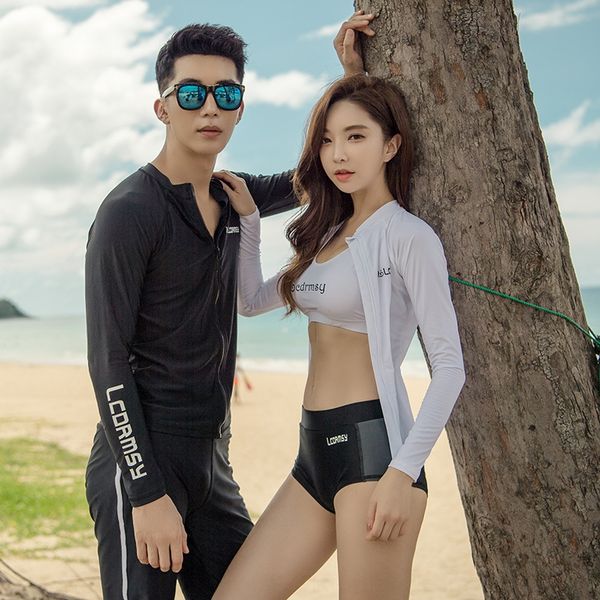 

langchen new couple sun-proof quick-drying snorkeling korean men's and women's beach jellyfish diving swim diving suit swimming su, Gray;blue