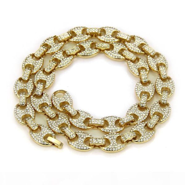 

k man hip hop 12mm gold silver color plated iced out puff marine link chain men bling necklace