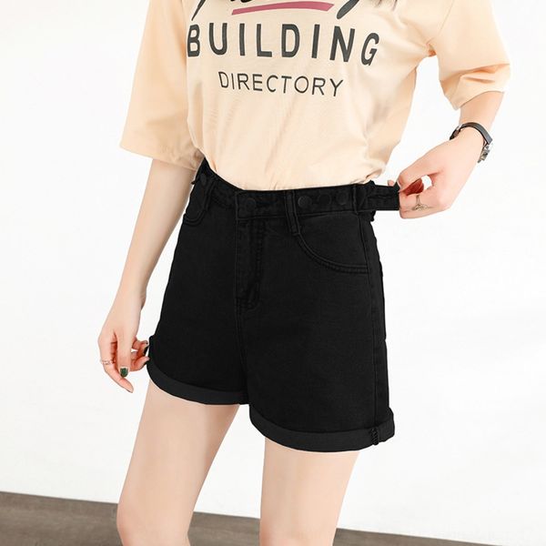 

whp1t denim shorts women's high waist 2020 summer new versatile korean style shorts pants loose slimming straight casual pants fashi, Blue