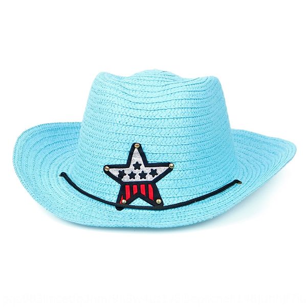 

children's summer boys' cowboy children summer korean version sun jazz five-pointed star children's hat beach sun hat korean, Blue;gray