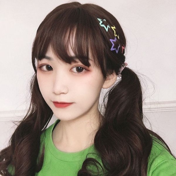 

k8uy6 korean style student cute soft girl love five-pointed star bb color one-character bangs clip girl hair clip headwear headdress headdre