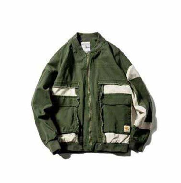 

japanese style autumn vintage jackets patchwork contrast color pocket green cotton jacket coats stand collar student winter outwear, Black;brown