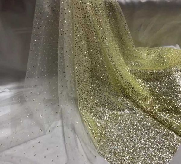 

1ysrd gold colors african french lace fabric african tulle lace fabric with glued glitter sequins m1690, Black;white