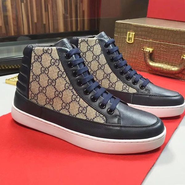 

drop ship men 's high sneaker luxury mens shoes fashion comfortable footwears lace -up sports casual style men shoes zapatillas ho, Black