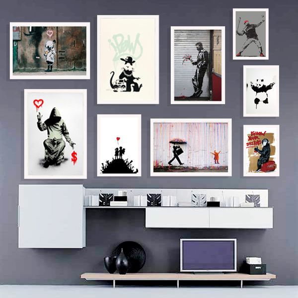 

banksy graffiti modern art street art art painting silk canvas poster wall home decor