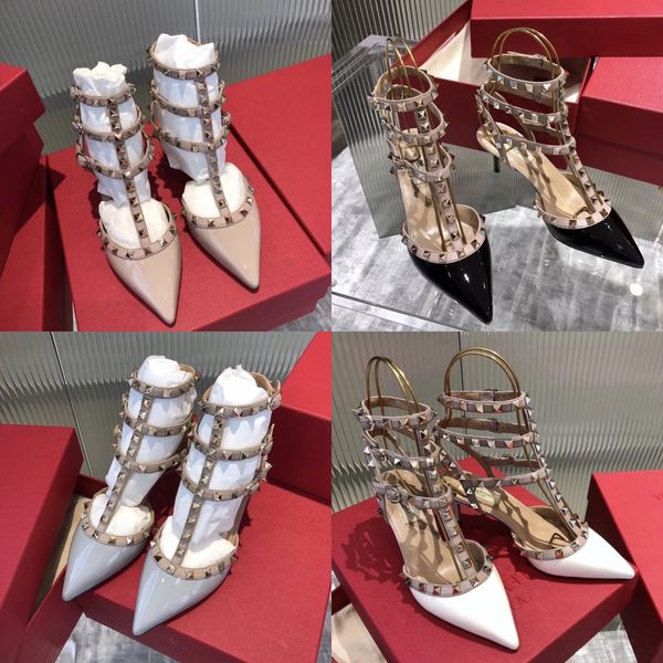 

pzilae 2020 fashion women sandals red patent leather high heel sandals women open toe ankle buckle strap ladies party shoes#580, Black