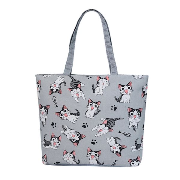 

leisure women cute cat canvas shoulder bag fashion pure color casual tote outdoor bag handbag messenger bags sac a t1p