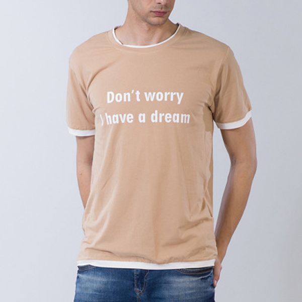

summer male t shirt short sleeves dont worry i have a dream printed funny t shirt cotton tee m-2xl, White;black