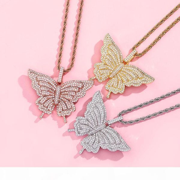 

ожерелье для мужчин hip женщины высокого качества коренастого ожерелье ювелирных изделий волны воды цепи золото бабочка кулон, Silver