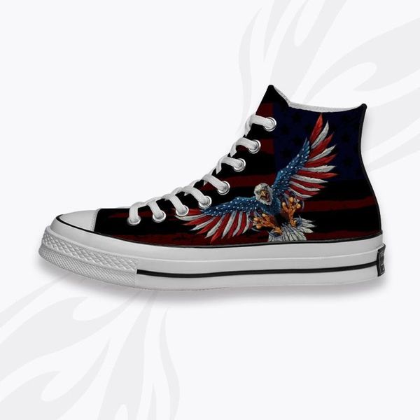 

independent eagel america flag men's skateboard shoes colorful animal shoes white and black/kuangwei