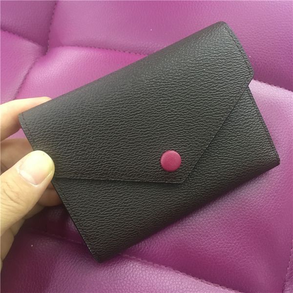 

l152 women original box purses luxury real leather multicolor short wallet card holder classic zipper pocket designer wallets, Red;black