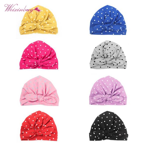 

winer sweet dot baby girl hat with bow candy color cap for girls elastic infant accessories, Yellow