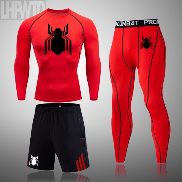 

brand new mens running suit fitness tracksuit gym sports suits compression tights workout sportswear jogging sets, Black;blue