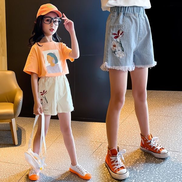 

8rp0t girls jeans pants panty panty ' jeans 2020 new thin western style children's shorts summer medium and large children's, Blue