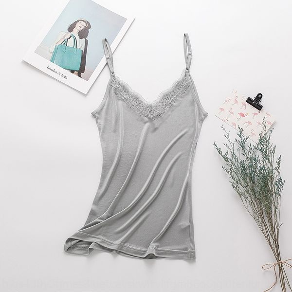

summer sling lace mulberry loose v-neck lace silk suspender silk all-match bottoming vest, White
