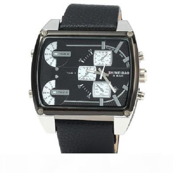 

shiweibao j1132 male quartz watch with date function, Slivery;brown