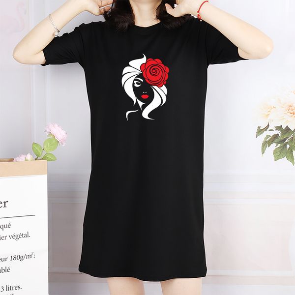 

Womens Mini Dresses Casual Style Designer Cartoon Print Lady Pencil Dress Summer Flora Printed Dress Loose Short Sleeve Plus Size, Black;gray