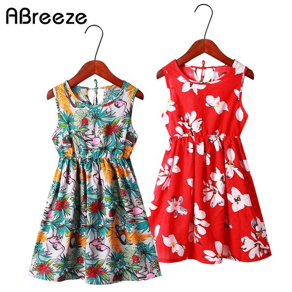 

2020 summer style children dresses for girls 3-11t color red blue a-line maxi dresses for girls cotton big child flower clothes, Red;yellow
