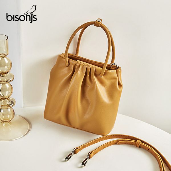 

bisonjs crossbody сумка для женщин 2020 мешка плеча конструктора тавра женщин сумки класса люкс split кожаный ковш сумки b1993