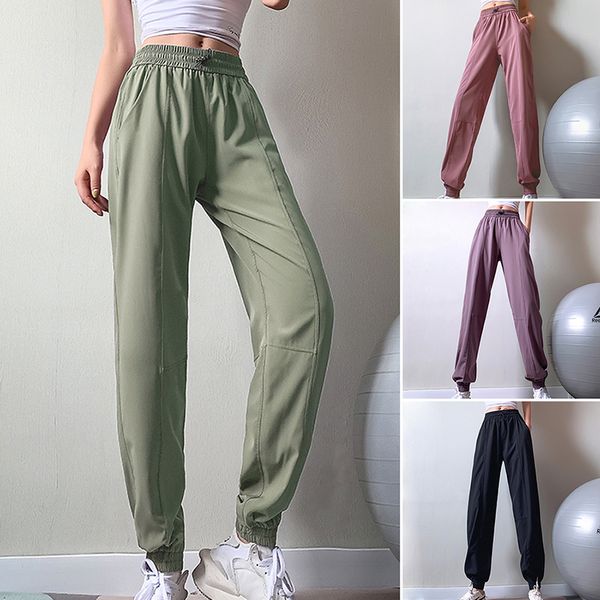 

running pants women sport sports and fitness training trousers jogging with pockets loose workout trackpants, Black;blue