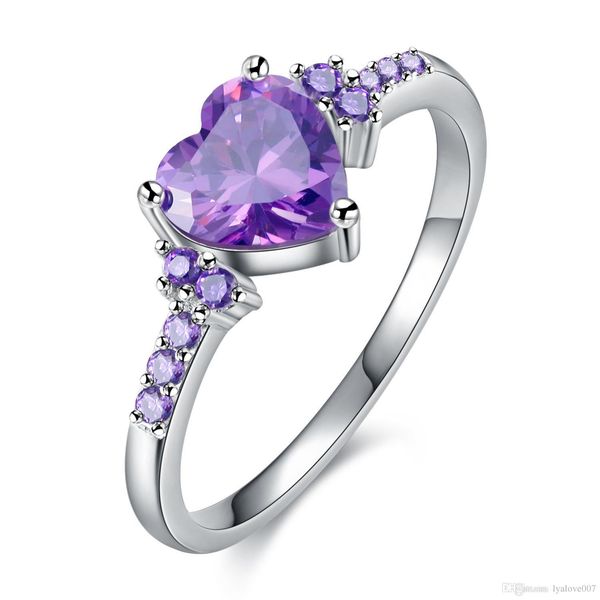 

2019 jewelry female loves ring woman s925 silver crystal purple color exquisitemicro square crystal exquisite lover hand accessories, Slivery;golden