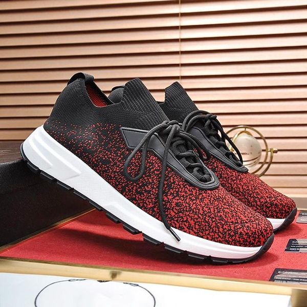 

2020 fashion shoes mens breathable rubber sole prax 01 knit fabric sneakers plus size mens shoes luxury design chaussures pour hommes hot, Black