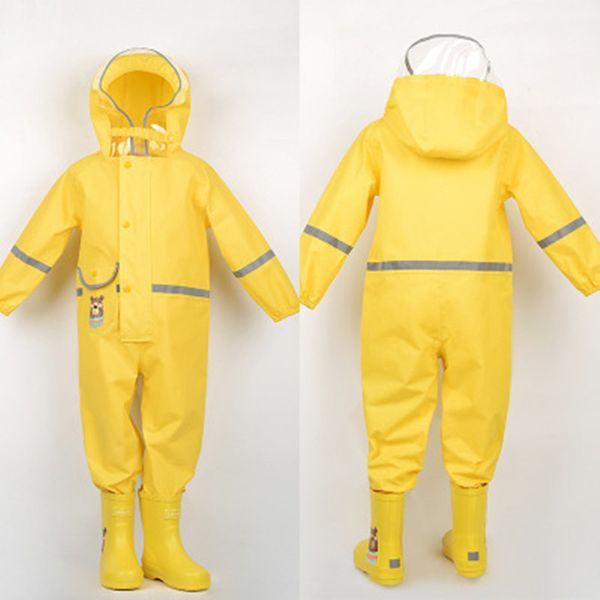 

85-130cm boys girls raincoat for children,hood waterproof rain coat for children jumpsuit rain,students rain coat kids poncho, Red;brown