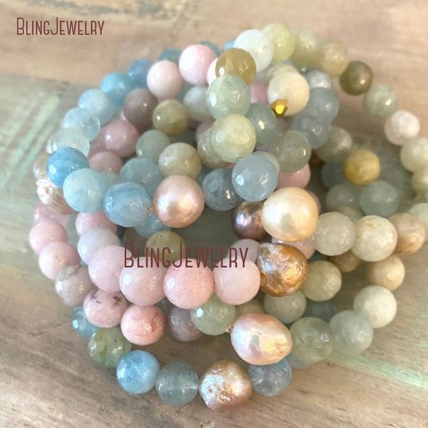 

bm33921 pink or aquamarines baroque pearl simple glam bracelet sophisticated jewelry gift statement accessory designed, Black