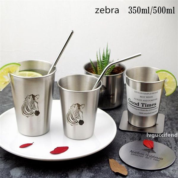 

350ml 500ml stainless steel tumblers ins style toothbrush couple cup single layer beer tumbler simple industrial flamingo cold water mugs