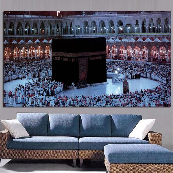 

mecca islamic sacred landscape oil painting hajj praying wall pictures painting wall art for living room home decor (no frame