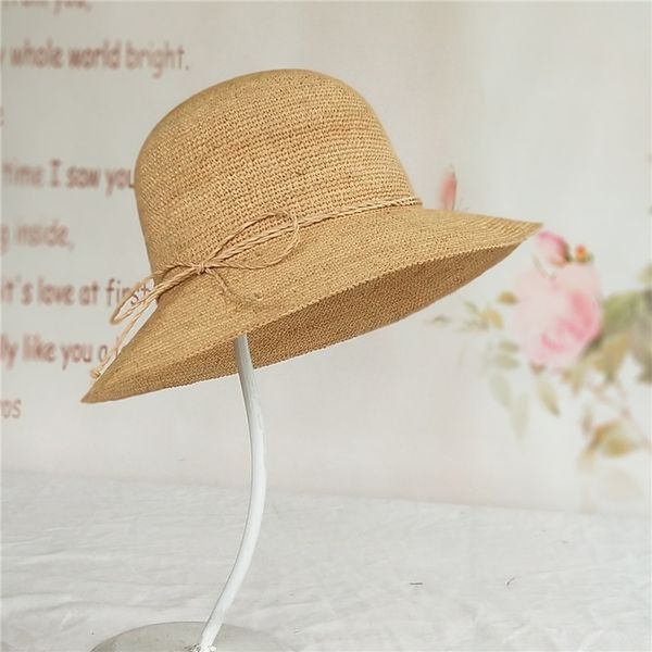 

new hand hook lafite straw sun sun large side 8cm women's sunshade hat beach foldable sunscreen hat, Blue;gray