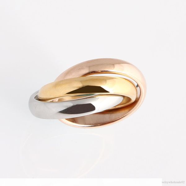 

european and american fashion jewelry wholesale style sell card tri-ring stainless steel ring, Silver