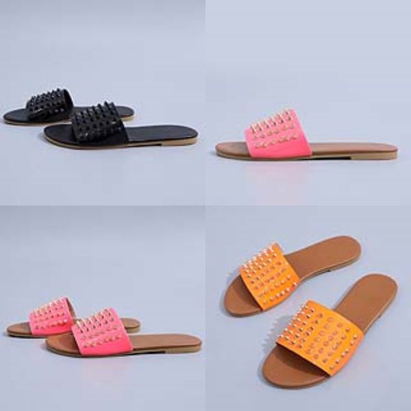 

wo soes classic ladies sandals buckle metal buckle imported genuine leater flat beac slippers dener wo sandals large size#796#143, Black