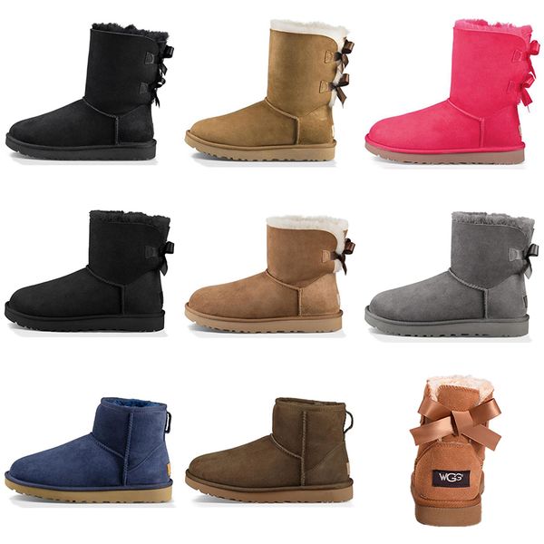 

австралия женщины зима снег сапоги моды классический лодыжки стоять на коленях обувь короткий лук загрузочные мех боути белый черный пинетки, Black